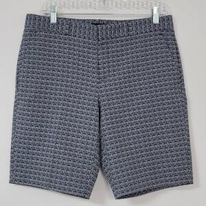 Banana Republic Factory Navy White Geometric Print Tailored 10" Shorts